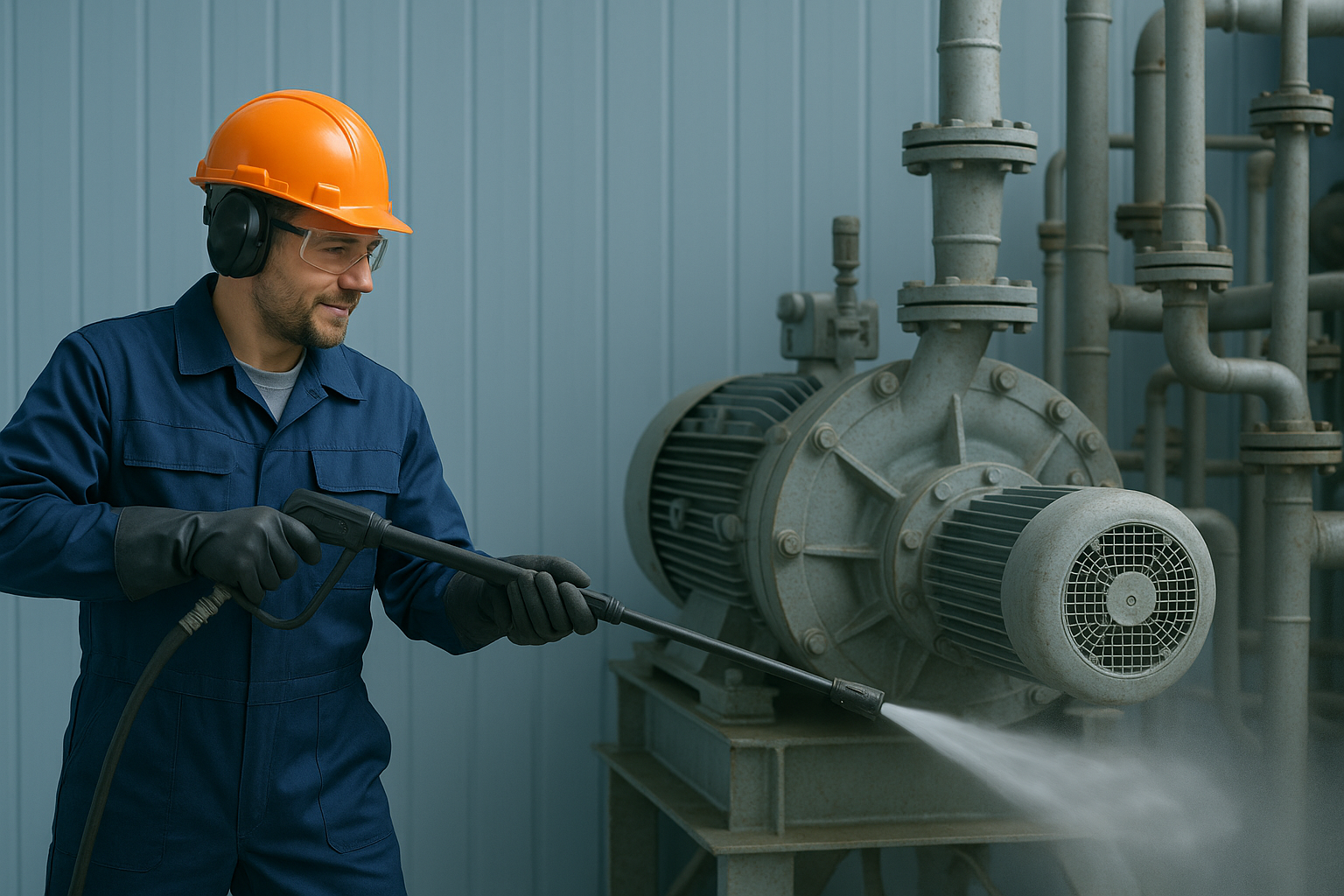 Fachgerechte Anlagereinigung mit Hochdruck durch geschultes Personal.